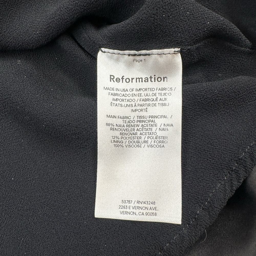 Reformation Zenni Satin Mini Dress Black Sleeveless Boat Neck Open Back Size 10 - Picture 9 of 13
